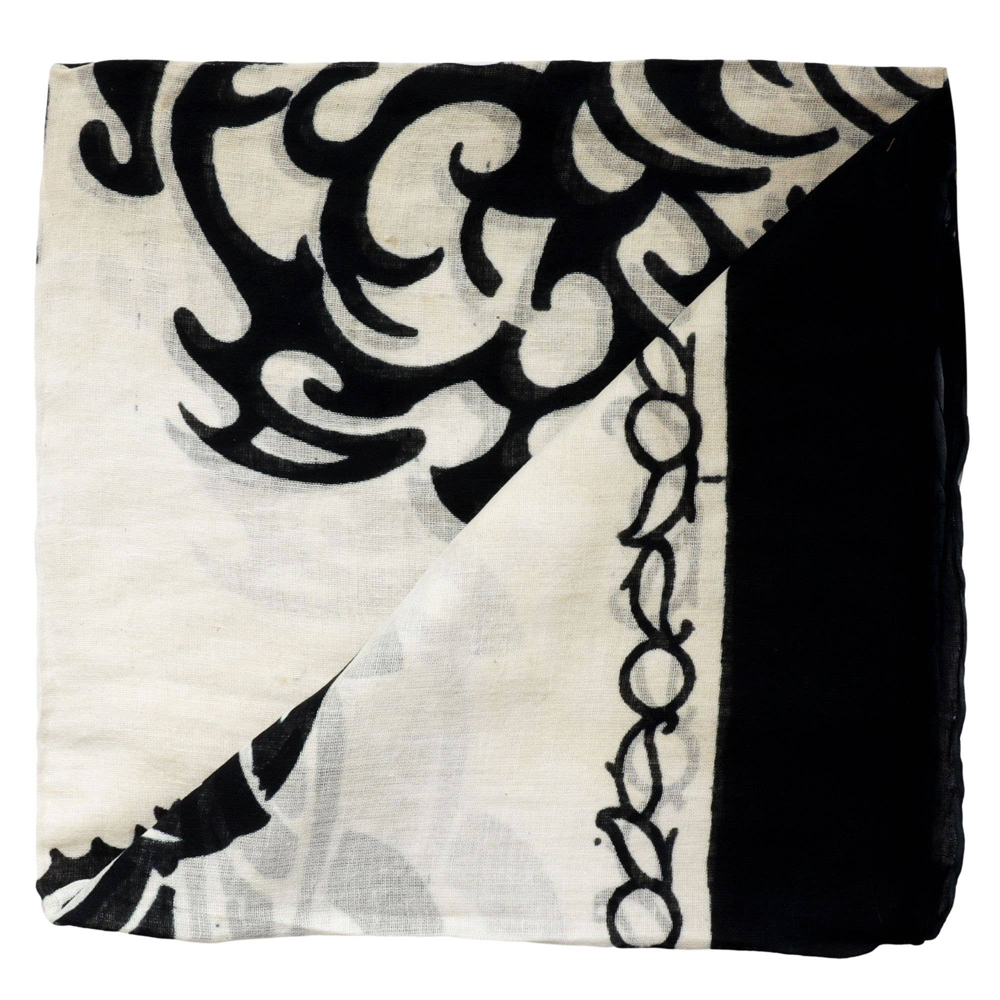 Tribal Trade GmbH - Wholesale Scarf - Unisex - Cotton towel Tribal Style black and beige ornament 100x100cm neck3