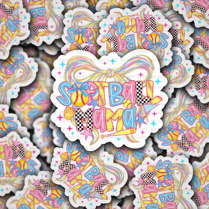 DS - 2609 Softball Mama Die Cut sticker for wholesale by It's Transfer Time