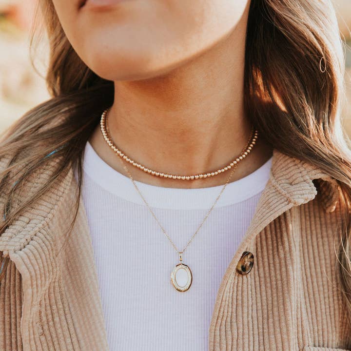 Mauve Jewelry Co. - Wholesale Beaded/Pearl Necklace - Staci Gold Filled Bead Necklace