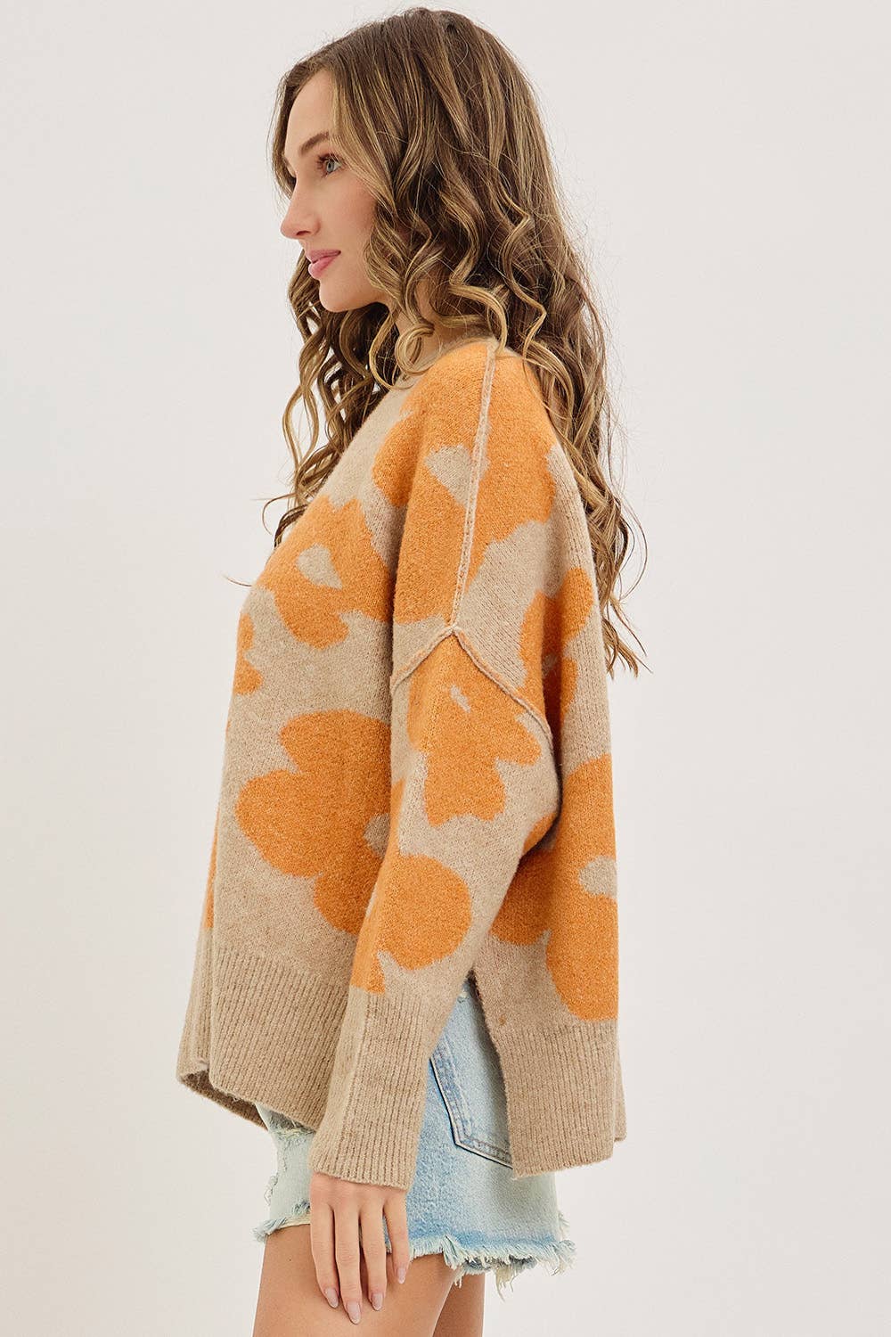 Sweet Lovely by Jen - Wholesale Knit Sweater - Women's - FLORAL LOOSE FIT SWEATER KNIT33