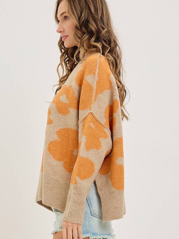 Sweet Lovely by Jen - Wholesale Knit Sweater - Women's - FLORAL LOOSE FIT SWEATER KNIT33