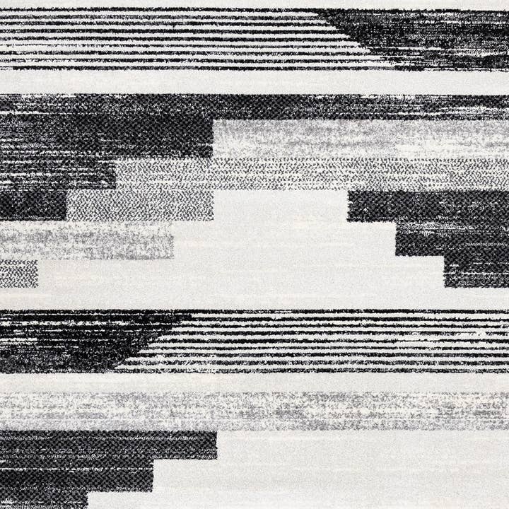 Tapis de zone rayé blanc et gris 5' x 8' pour la vente par HomeRoots