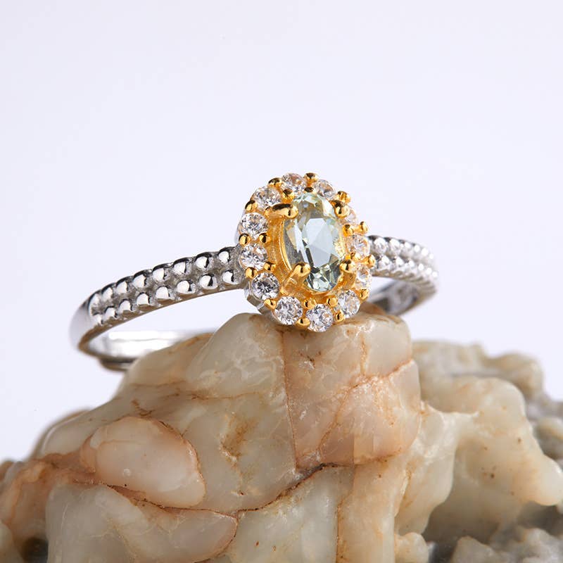 Gioiellin - S925 Silver Jewelry - Wholesale Multi-Stone Ring - 925 Sterling Silver Natural Aquamarine Tanzanite Ring0