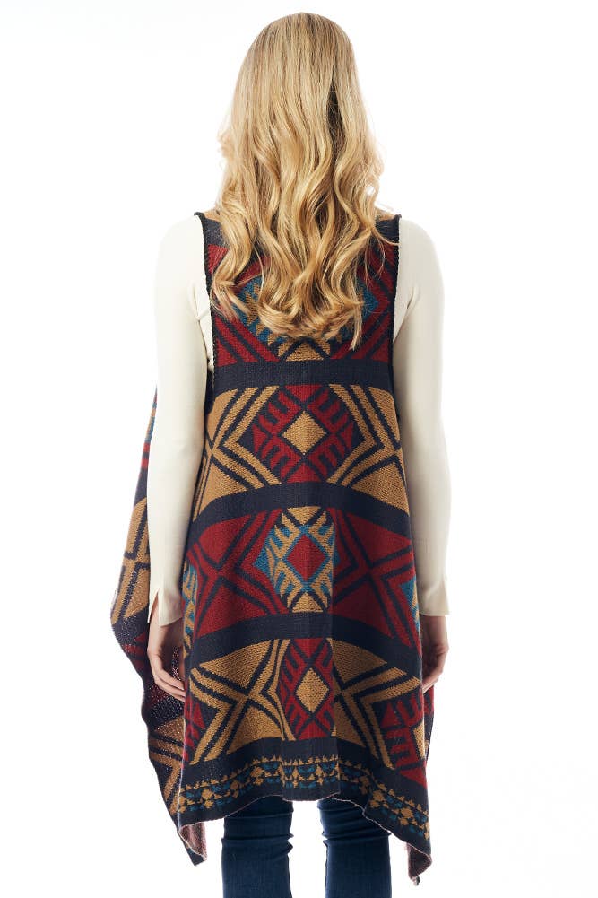 Hana - Wholesale Outerwear Vest - Women's - Aztec Pattern Vest with Button8