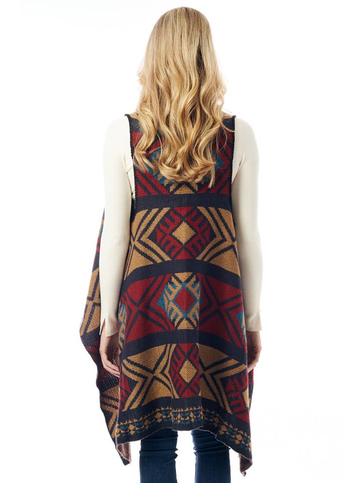 Hana - Wholesale Outerwear Vest - Women's - Aztec Pattern Vest with Button8