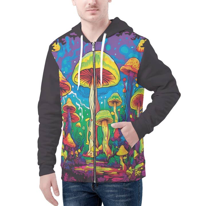 Mushroom Madness Unisex Classic Zip Hoodie for wholesale by Design and Country