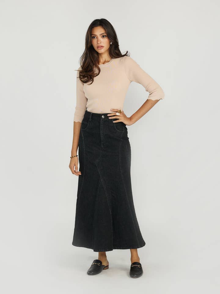 Ellie Makir - Venta al por mayor Jersey corto de punto - Mujer - Top festoneado