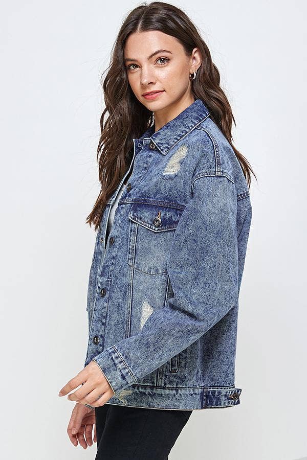 BLUE AGE - Vente Veste en jean – femme - Veste en jean oversize Destroyed7