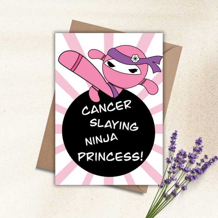 Principessa Ninja Sterminatrice di Cancro - Carta per la vendita all'ingrosso da parte di The Elephant in the Room Gifts