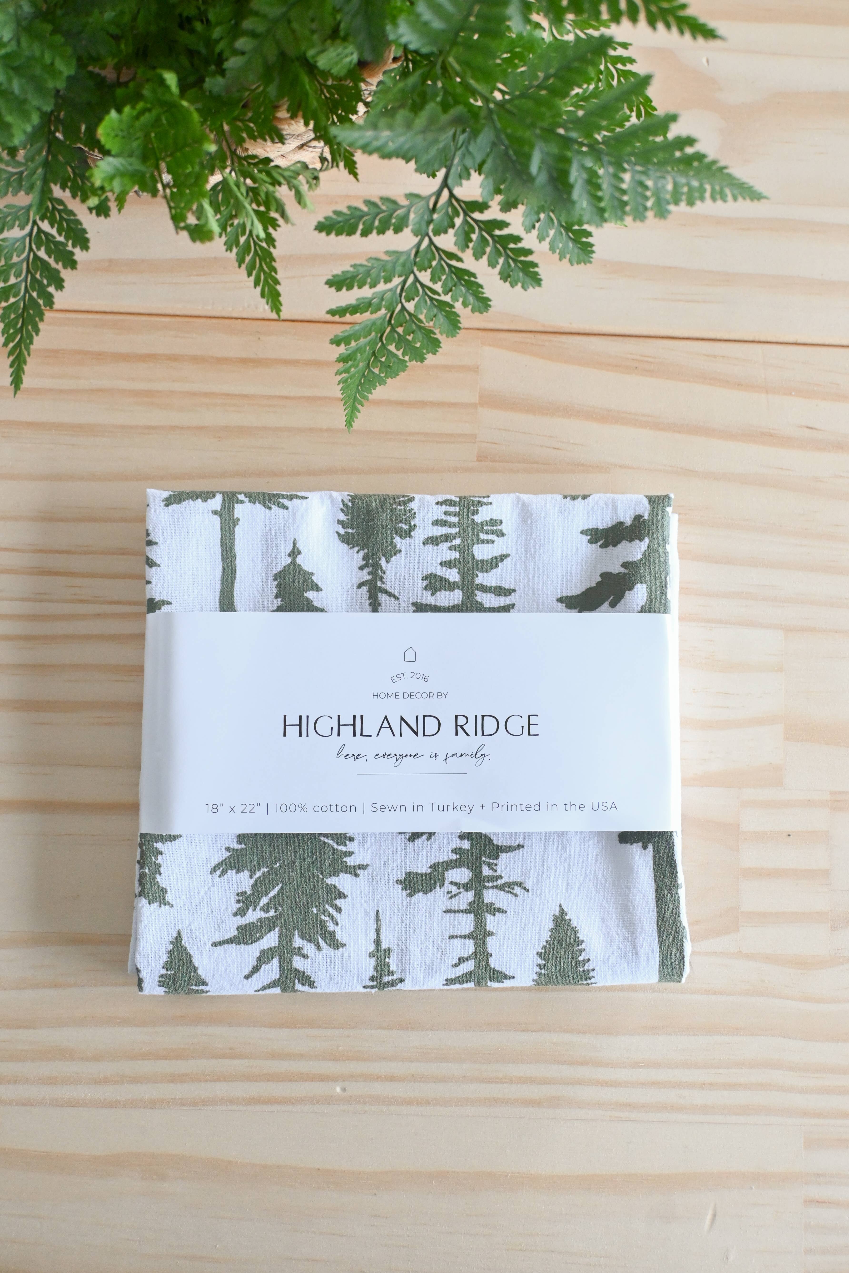 Highland Ridge  |  Handmade Home Decor - Vendita all'ingrosso Strofinacci - Asciugamano da cucina Alberi di Natale Sequoie3
