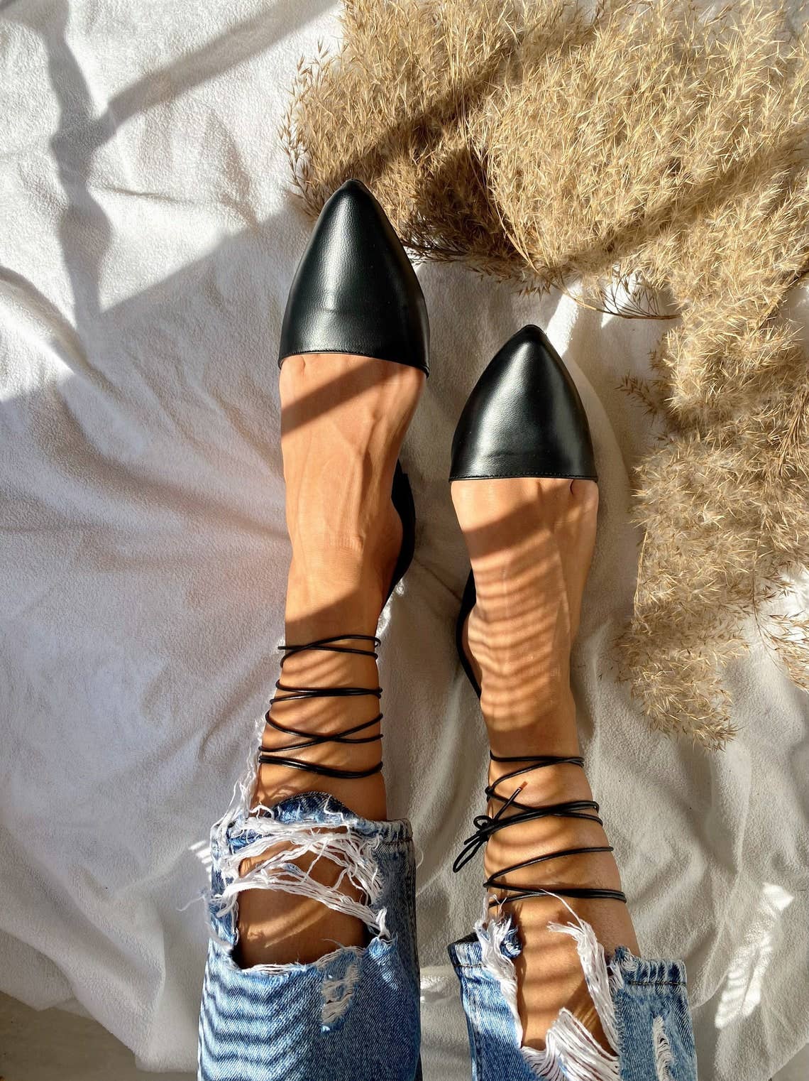 Christina Christi - Vente Mules – femme - Mules à lacets, chaussures en cuir, mules femmes, mules noires5