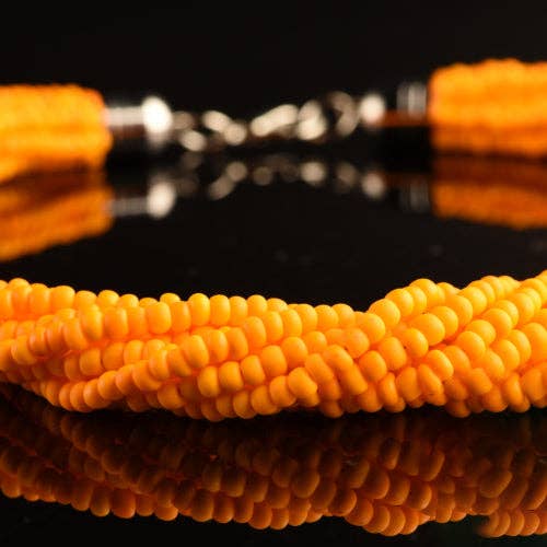 Mazzega Art & Design - Wholesale Beaded/Pearl Necklace - Murano Torchon Mat Necklace, 9 strands of intertwined rare satin pastel vintage 1980s seed beads (approximately 50 cm in length), hypoallergenic clasp.