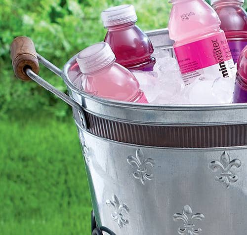 India Handicrafts Inc - Wholesale Ice Bucket - Copper Band Tub with Fleur de Lis Design2