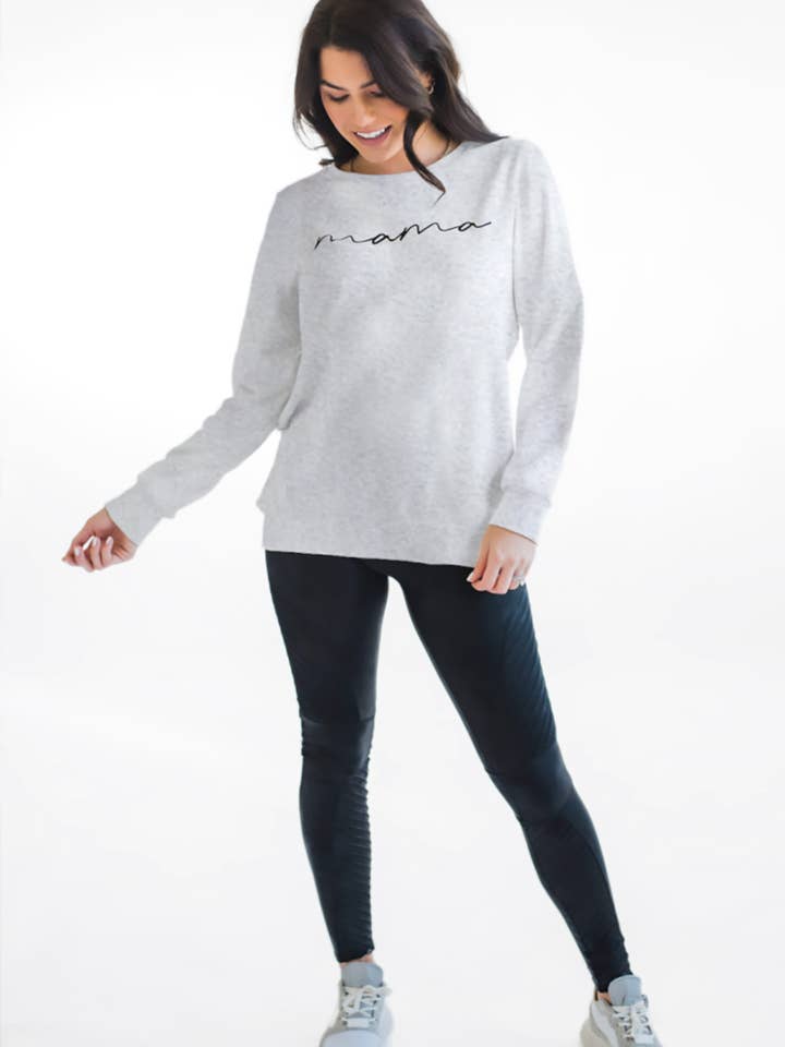 Sweatshirt d'allaitement « MAMA » - Gris pour la vente par Nursing Queen