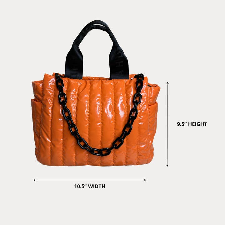 AHDORNED - Wholesale Tote Bag - Women's - Rosie Quilted Tote w/Black Resin Chain & 2" Adjustable Solid6