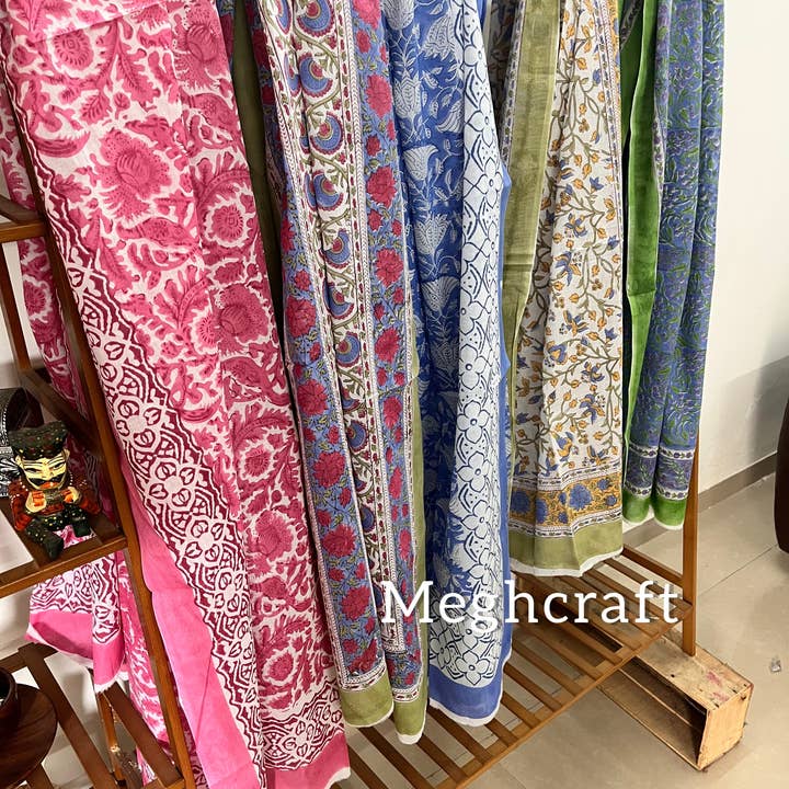 Meghcraft - Wholesale Scarf - Women's - 100% Cotton sarong-Block Printed cotton Stoles-Bandana Scarf