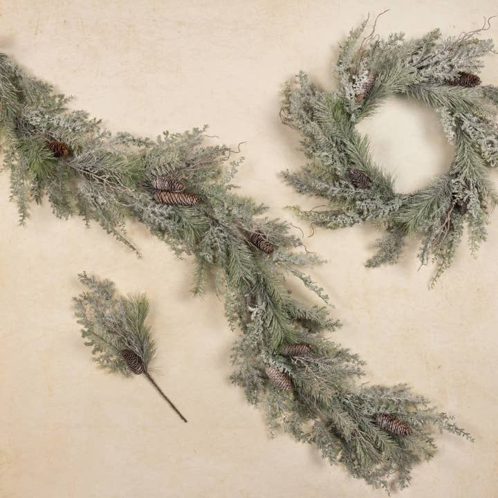 Ragon House - Wholesale Artificial plant - 20" GLITTERED PINE W/ FERN SPRAY4