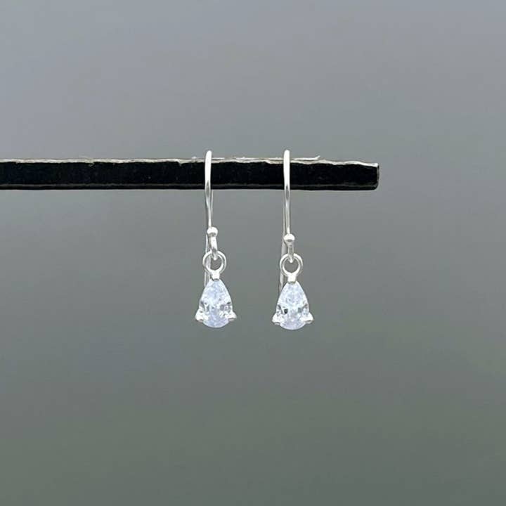 Mini Prong-Set CZ Teardrop Earrings for wholesale by Something Silver