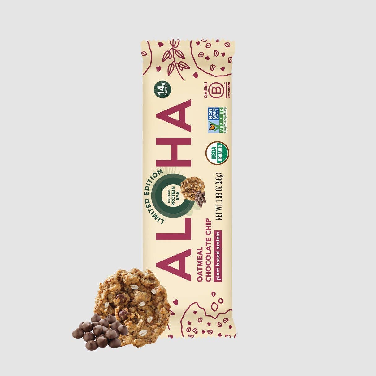 Aloha - Wholesale Snack Bar - Oatmeal Chocolate Chip Protein Bar