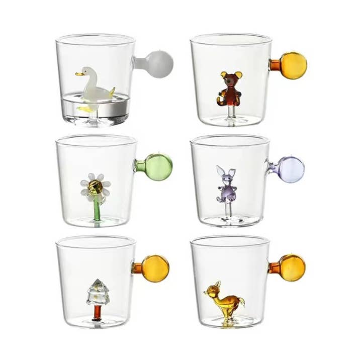 IVORE.GROUP (We cover All Import duty) – wholesale Drinking glass/cup – 3D Cartoon Glass Cup with Color Ball Handle