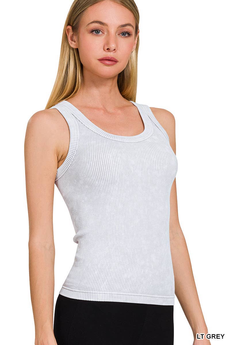 Vanilla Monkey - Vendita all'ingrosso Top in maglia - Donna - Canotta senza cuciture a costine lavata con scollo a 2 vie15