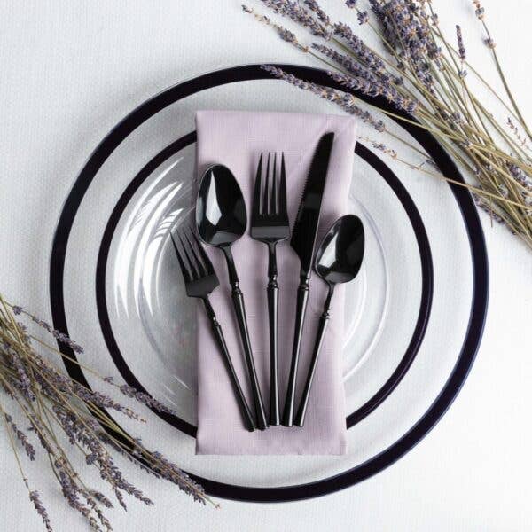 Posh Setting - Wholesale Flatware Set - Infinity Collection Black Flatware Set 40 Pieces - Setting for 81