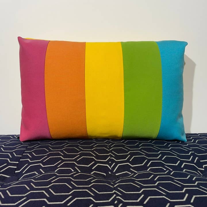 Sunbrella Rainbow Lumbar Pillow for wholesale by Oblique Studio