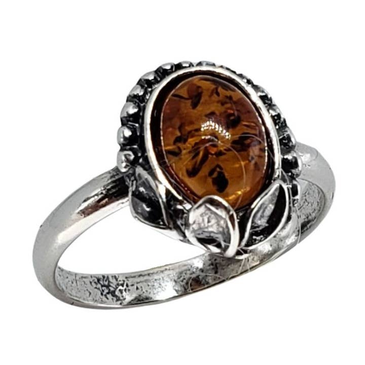 Cognac Amber Sterling zilveren ring voor wholesale door Amberman