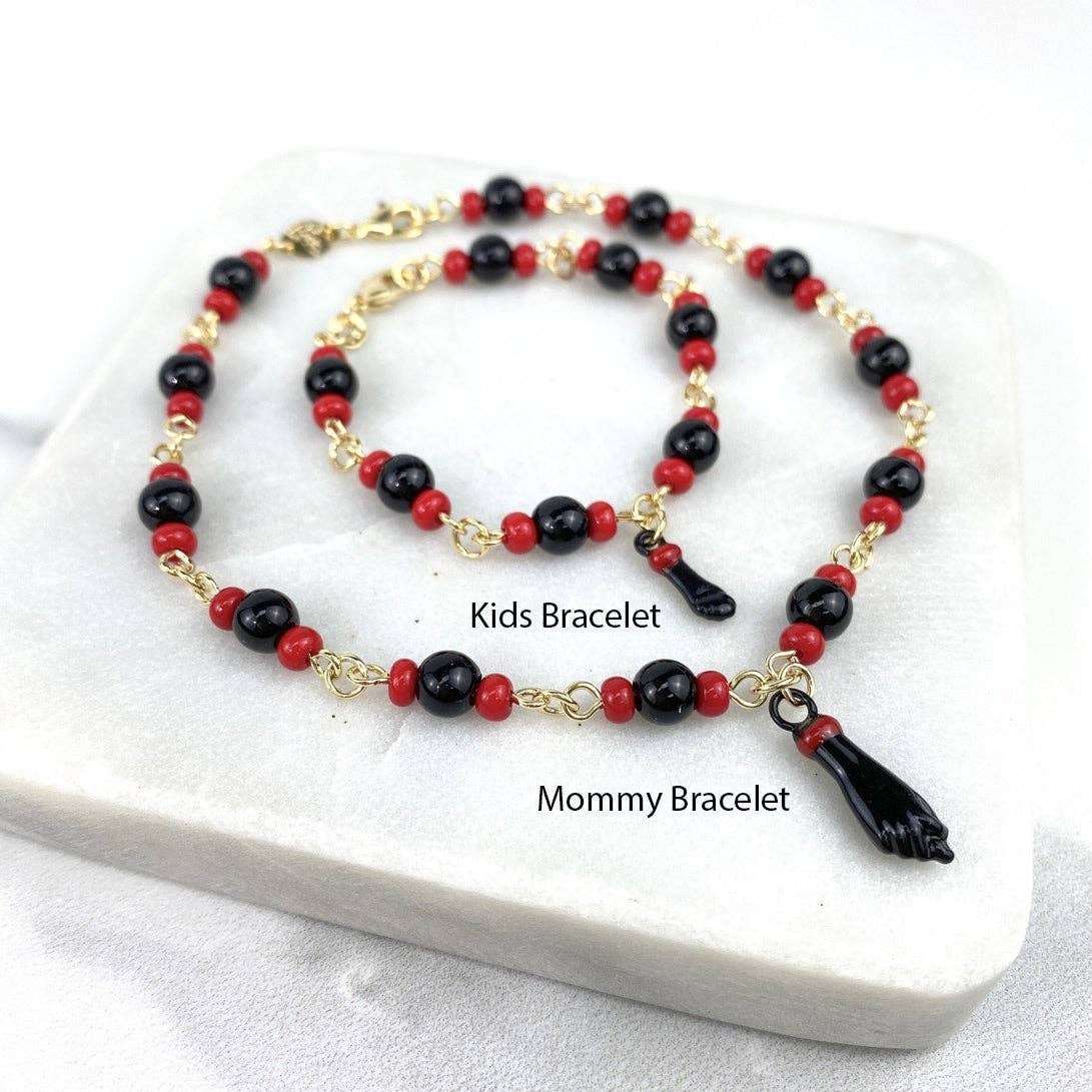 Luxus Accessories – wholesale Beaded bracelet – 18k Gold Filled Black & Red Figa Hand Beaded Bracelet4