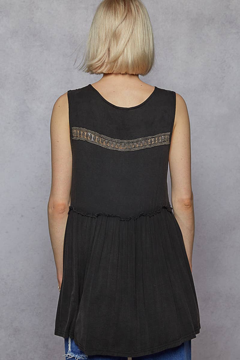 Pol Clothing - Wholesale Knit Top - Women's - Sleeveless Loose Fit V-Neck Babydoll Casual Knit Top SALE18