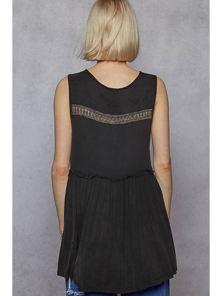 Pol Clothing - Wholesale Knit Top - Women's - Sleeveless Loose Fit V-Neck Babydoll Casual Knit Top SALE18