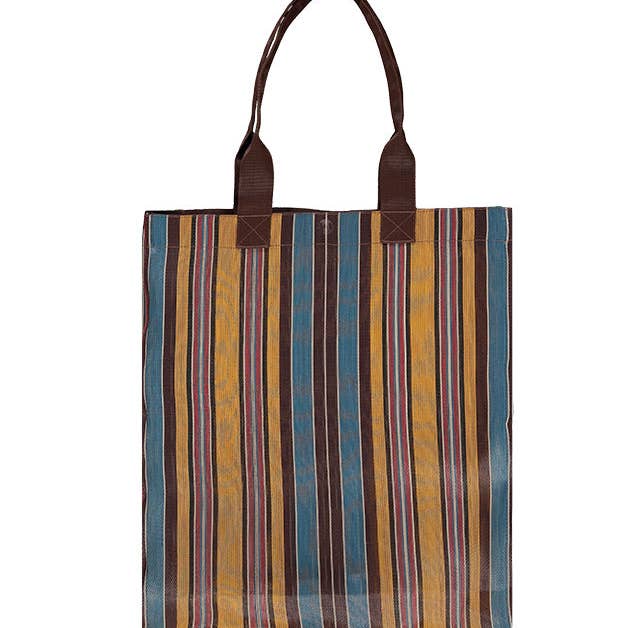 BRITISH COLOUR STANDARD - 40 cm x 44 cm / 15.75'' x 17.3'' Woven Market Shopper in Indian Yellow, Saxe Blue & Rose Beige for wholesale by British Colour Standard North America