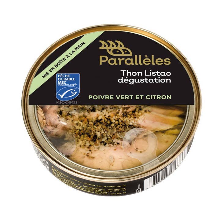 Tuna pieces, rapeseed oil, green pepper and MSC lemon for wholesale by Conserves Parallèles