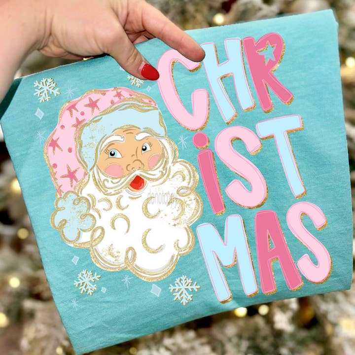 Transfert thermique DTF de Noël Preppy Santa pour la vente par Trendy Transfers