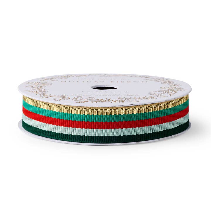 Holiday Stripe Grosgrain Ribbon for wholesale by Rifle Paper Co.