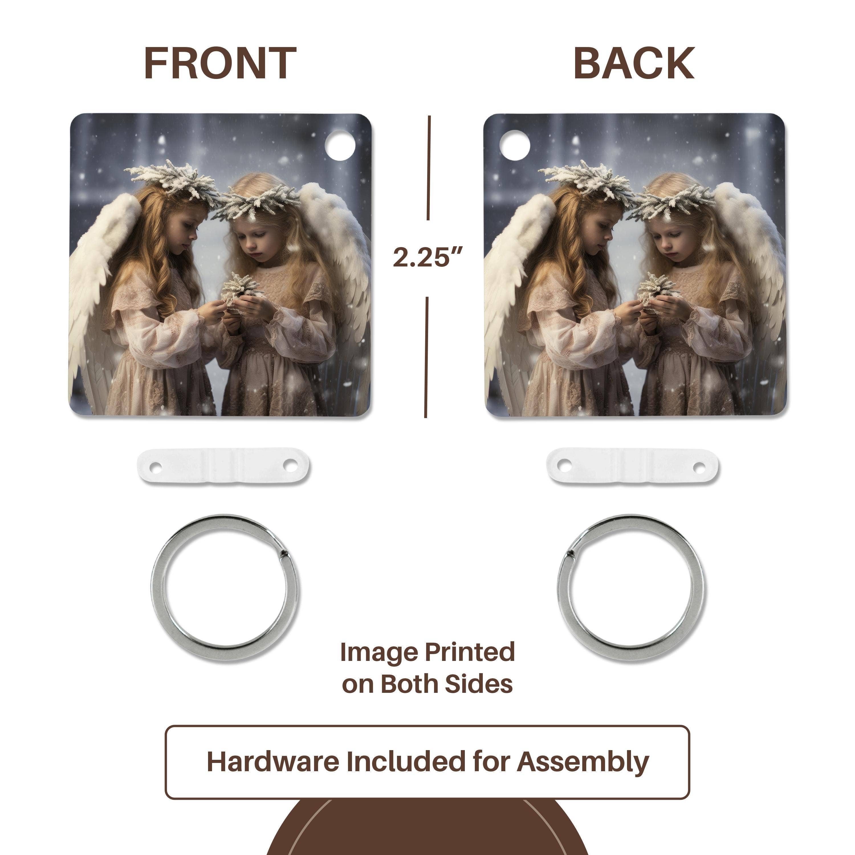 3dRose – wholesale Keychain – Unisex – 3dRose, Photo of two girls dressed in white with angel wings holding flowers., Key Chain4