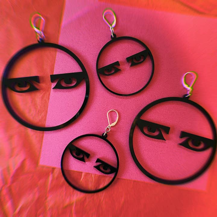 Foolish Fetish - Wholesale Dangle Earrings - Siouxsie And The Banshees Eyes Hoops Goth Earrings