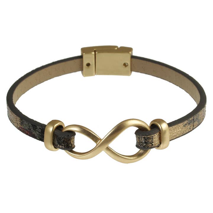 Origin Jewelry - Wholesale Bangle Bracelet - Infinity Symbol Bracelet in Gold and brown tones