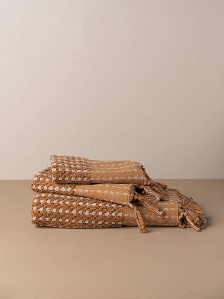 Collezione di asciugamani Chickpea | Terracotta/Stone per la vendita all'ingrosso da parte di Saardé
