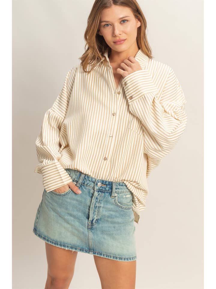 Randig skjorta med knappar för wholesale av HYFVE