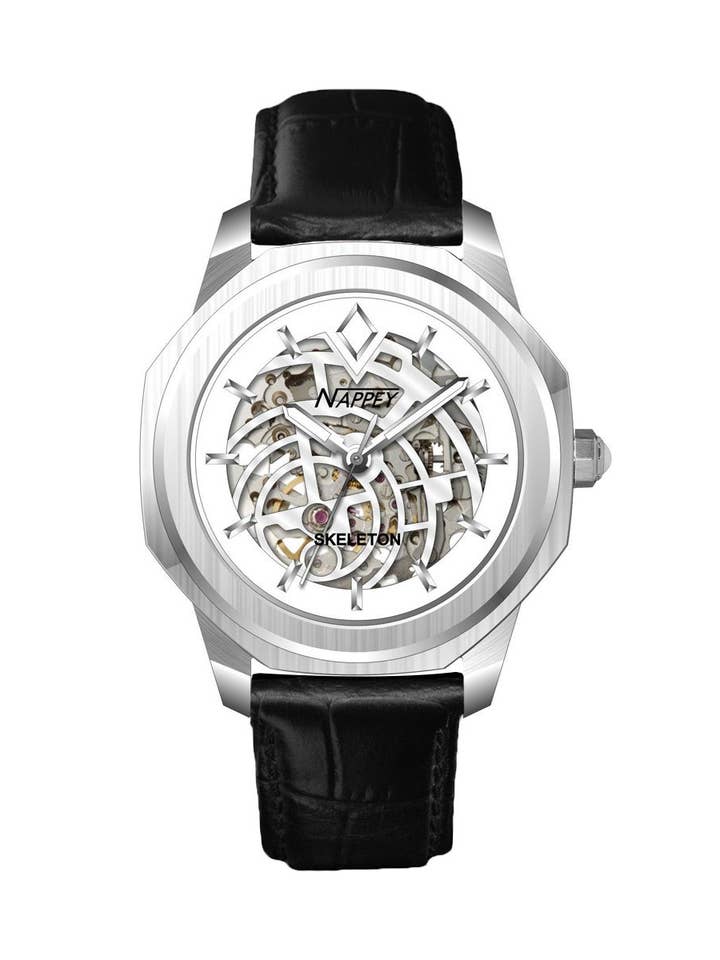 Pannolino Skeleton argento e pelle bianca nera 115X94X766 per la vendita all'ingrosso da parte di Nappey