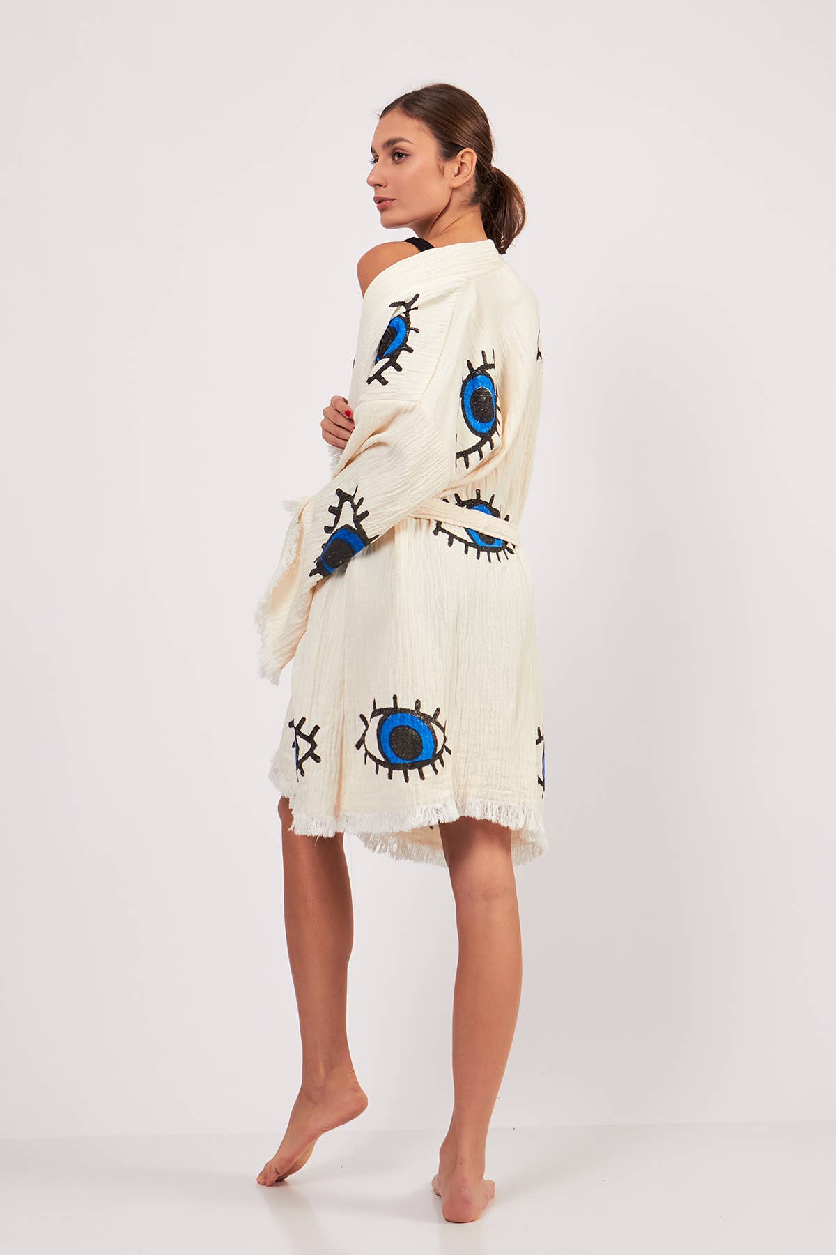 Yaz Concepts - Wholesale Kimono - Women's - Turkish Evil Eye Print Kimono Robe Blue Coverup8