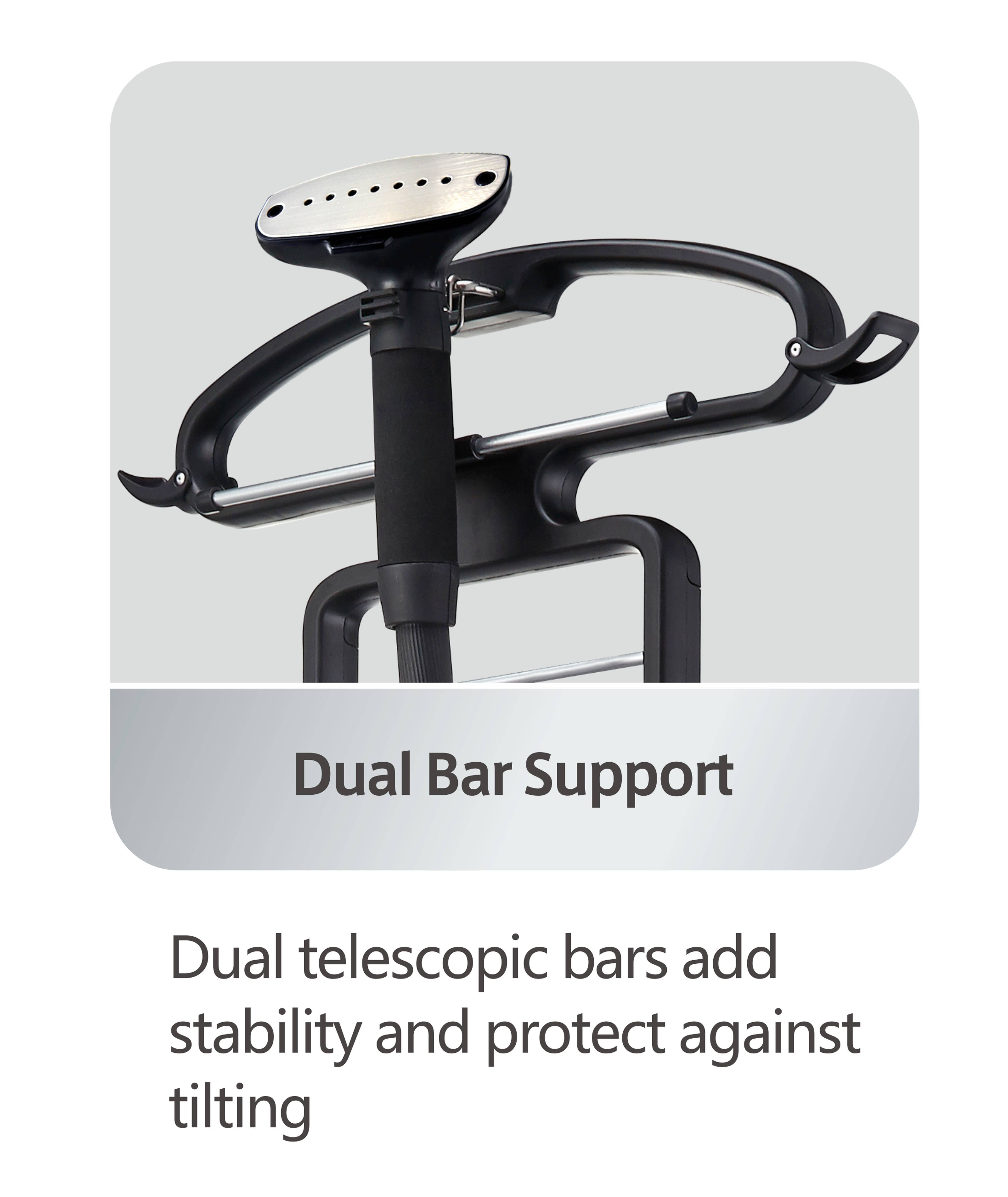 Salav-True & Tidy - Venta al por mayor Vaporizadores - Vaporizador de ropa de doble barra de alta resistencia con descalcificador adicional de 3 piezas8