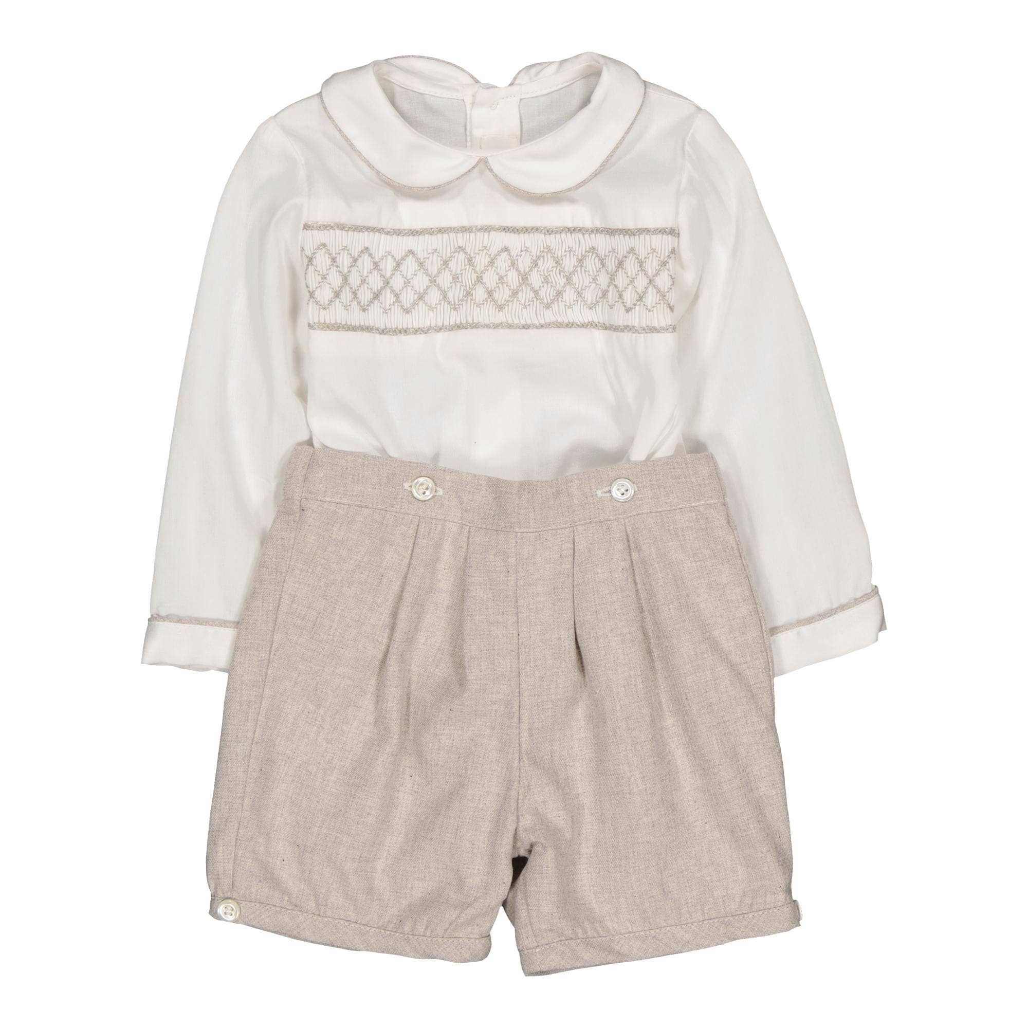 Kidiwi handmade - Wholesale Top & Short Set - Baby - Barnabé, baby set, in mottled beige twill0