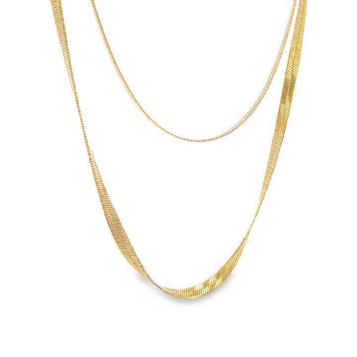18K Gold Filled 4mm Herringbone Snake Belly Chain for wholesale by MIA Jewelry