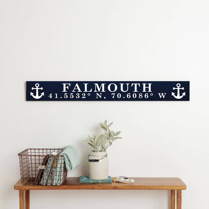 Personalized Anchor White/Navy Barn Wood Sign for wholesale by Rustic Marlin