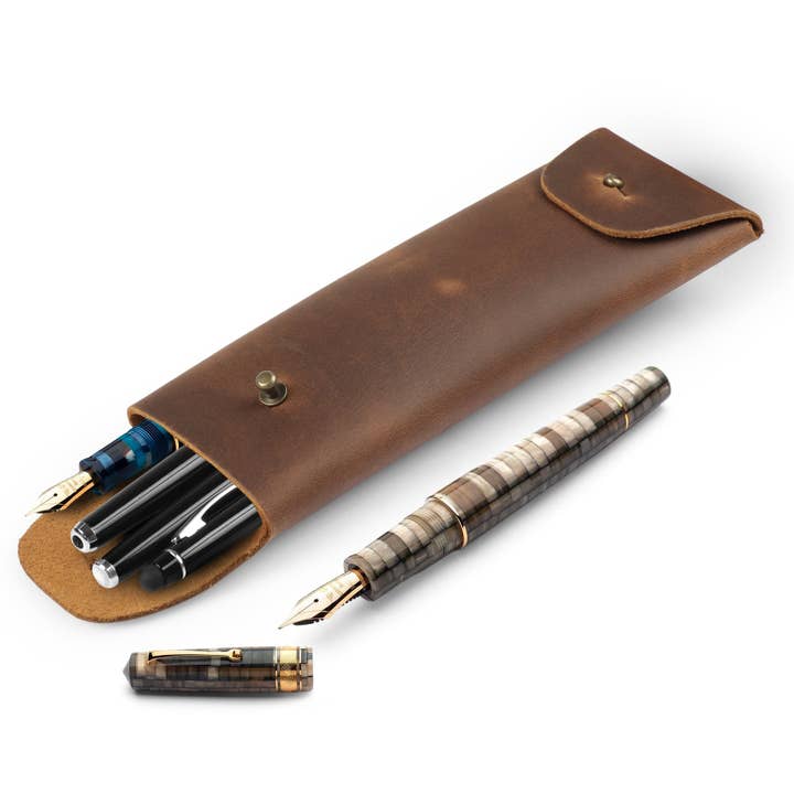 Londo – wholesale Pen & pencil holder – Londo Top Grain Leather Pen Case with Metal Snap Fastener, Pencil Pouch Stationery Bag40