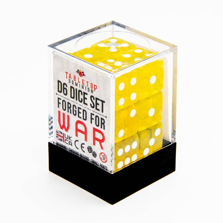 D6 dados transparentes | amarillos | borde cuadrado | RPG | paquete de 12 para venta al por mayor de Tabletop Dominion Limited