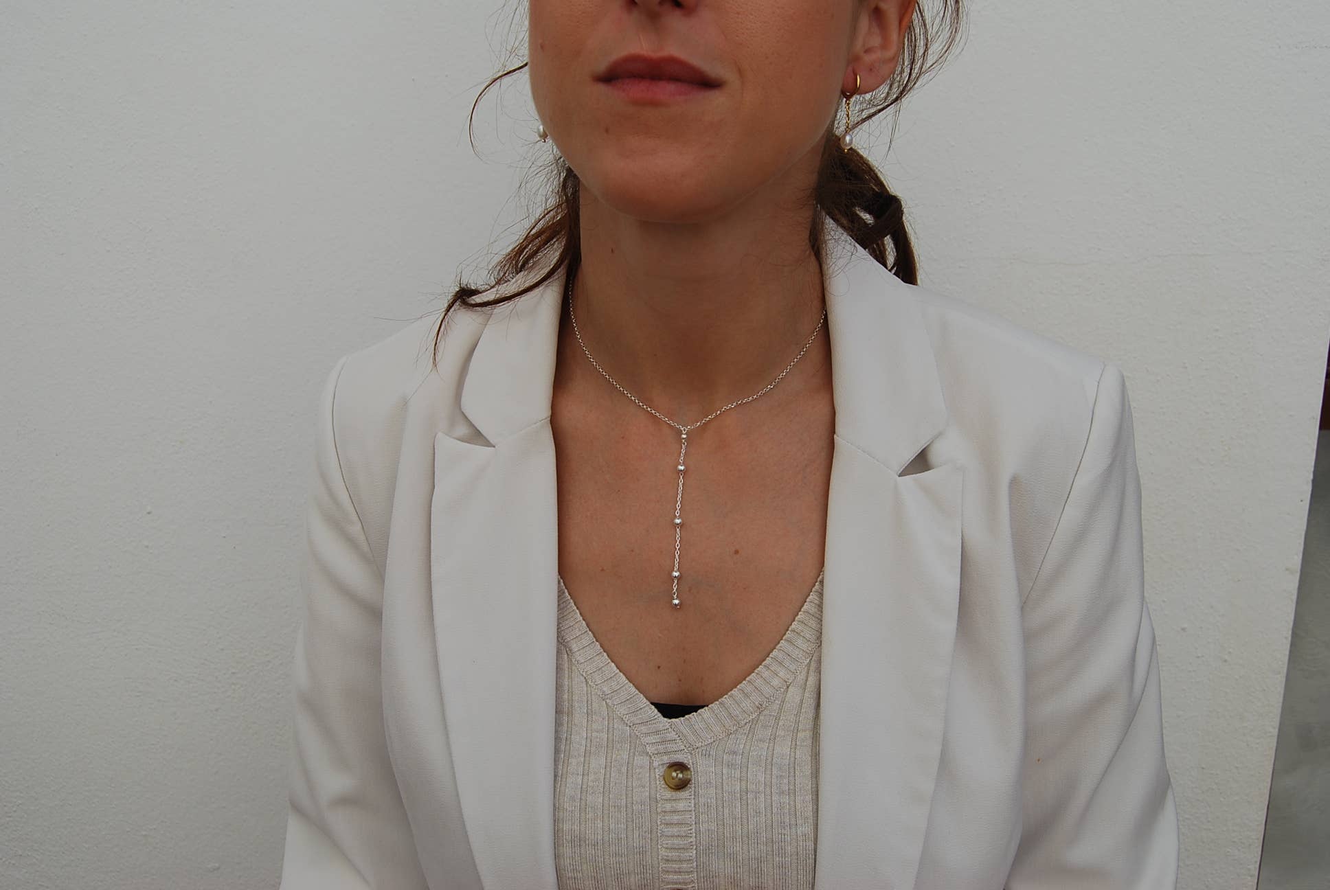 Yneda Jewels - Wholesale Y-Neck/Lariat Necklace - Sterling silver necklace with balls, long layered necklace.5