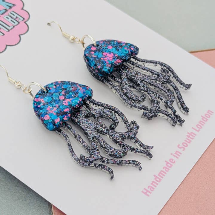 By Heather Filby – wholesale Dangle earrings – JellyFish Glitter Earrings (MORE COLOURS) - Best Seller3